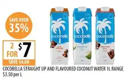 Supabarn Cocobella straight up and flavoured coconut water 1L range offer
