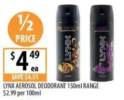Supabarn Lynx Aerosol Deodorant offer