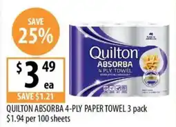 Supabarn Quilton Absorba 4-Ply Paper Towel offer