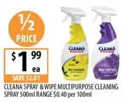 Supabarn Cleana Spray & Wipe Multipurpose Cleaning Spray offer