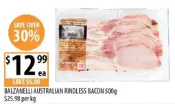 Supabarn Balzanelli Australian Rindless Bacon offer