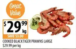 Supabarn Cooked Black Tiger Prawns Large offer