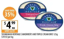 Supabarn Tasmanian Heritage Camembert and Triple Cream Brie offer