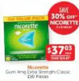 WHOLELIFE Nicorette Gum 4mg Extra Strength Classic offer