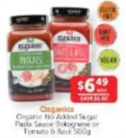 WHOLELIFE Ozorganics Organic No Added Sugar Pasta Sauce Bolognese offer
