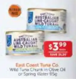 WHOLELIFE East Coast Tuna Co Wild Tuna Chunk in Olive Oil or Spring Water offer