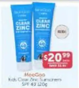 WHOLELIFE MooGoo Kids Clear Zinc Sunscreen offer