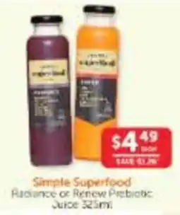 WHOLELIFE Simple Superfood Radiance or Renew Prebiotic Juice offer