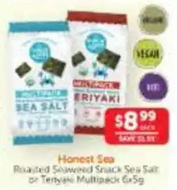 WHOLELIFE Honest Sea Roasted Seaweed Snack Sea Salt or Teriyaki Multi-pack offer