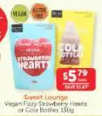 Sweet Lounge Vegan Fizzy Strawberry Hearts