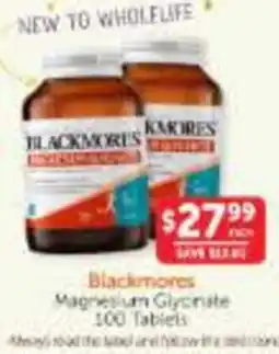 WHOLELIFE Blackmores Magnesium Glycinate offer