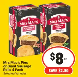 IGA Mrs Mac's Pies or Giant Sausage Rolls offer
