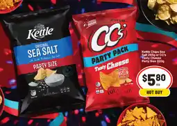 IGA Kettle Chips Sea Salt or CC's Tasty Cheese Party Size offer