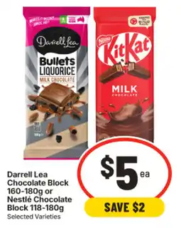IGA Darrell Lea Chocolate Block or Nestlé Chocolate Block Selected Varieties offer
