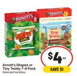IGA Arnott's Shapes or Tiny Teddy 7-8 Pack offer