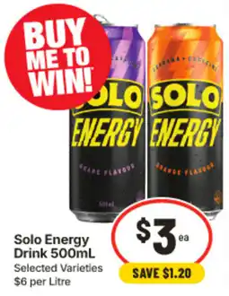 IGA Solo Energy Drink offer