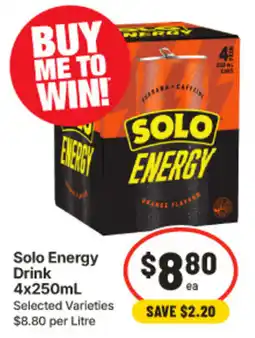 IGA Solo Energy Drink offer