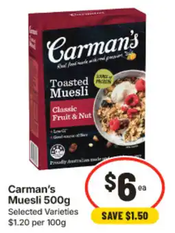 IGA Carman's Muesli offer