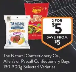 Foodworks The Natural Confectionery Co. Allen's or Pascall Confectionery Bags offer