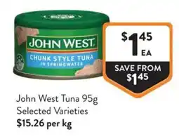 Foodworks John West Tuna Selected Varieties offer