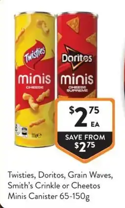 Foodworks Twisties Doritos Minis Canister offer