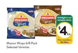 Foodworks Mission Wraps Selected Varieties offer