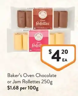 Foodworks Baker's Oven Chocolate or Jam Rollettes offer