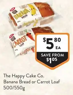 Foodworks The Happy Cake Co. Banana Bread or Carrot Loaf offer