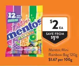 Foodworks Mentos Mini Rainbow Bag offer
