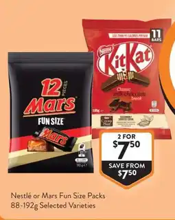 Foodworks Nestlé or Mars Fun Size Packs offer