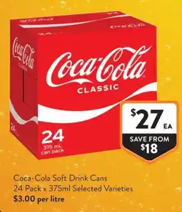 Foodworks Coca-Cola Classic Soft Drink Cans offer
