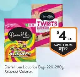 Foodworks Darrell Lea Liquorice Bags Selected Varieties offer