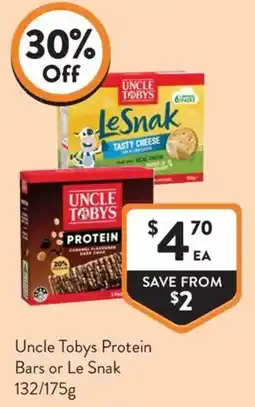 Foodworks Uncle Tobys Protein Bars or Le Snak offer