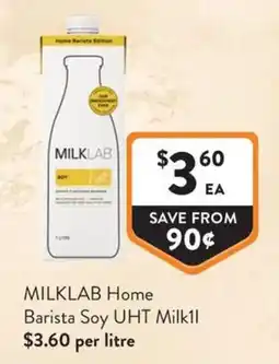Foodworks MILKLAB Home Barista Soy UHT Milk offer
