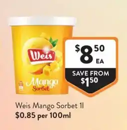 Foodworks Weis Mango Sorbet offer