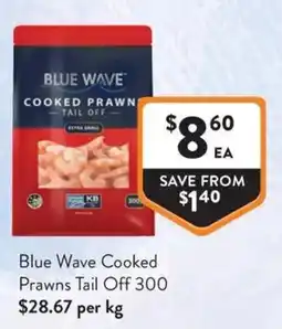 Foodworks Blue Wave Cooked Prawns Tail Off offer