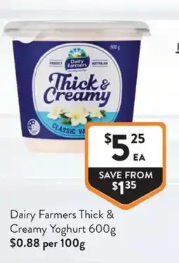 Foodworks Dairy Farmers Thick & Creamy Yoghurt offer