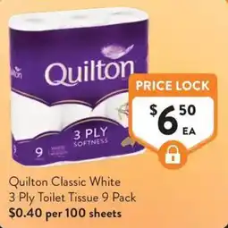 Foodworks Quilton Classic White 3 Ply Toilet Tissue offer