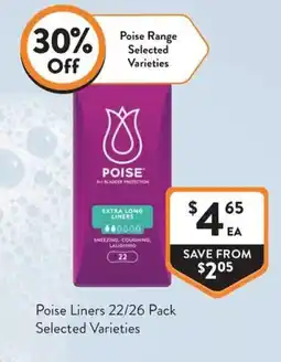 Foodworks Poise Liners Selected Varieties offer