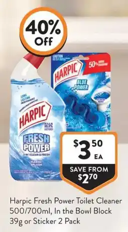 Foodworks Harpic Fresh Power Toilet Cleaner offer