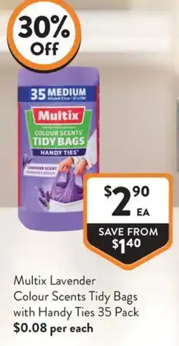 Foodworks Multix Lavender Colour Scents Tidy Bags with Handy Ties offer