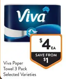 Foodworks Viva Paper Towel 3 Pack Selected Varieties offer