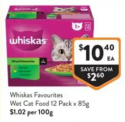 Foodworks Whiskas Favourites Wet Cat Food offer