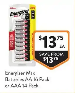 Foodworks Energizer Max Batteries offer