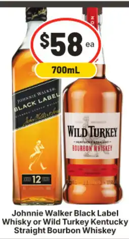 IGA Johnnie Walker Black Label Whisky or Wild Turkey Kentucky Straight Bourbon Whiskey offer