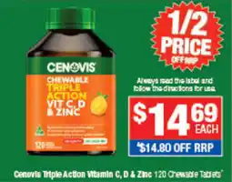 Direct Chemist Outlet Cenovis Triple Action Vitamin C, D & Zinc offer