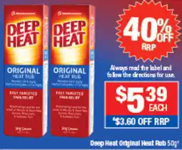 Direct Chemist Outlet Deep Heat Original Heat Rub offer