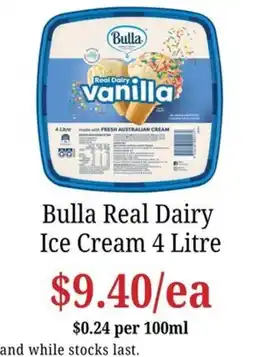 Farmer Jack's Bulla Real Dairy Ice Cream offer