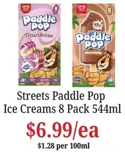 Farmer Jack's Streets Paddle Pop Ice Creams offer