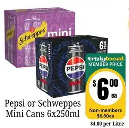 Farmer Jack's Pepsi or Schweppes Mini Cans offer